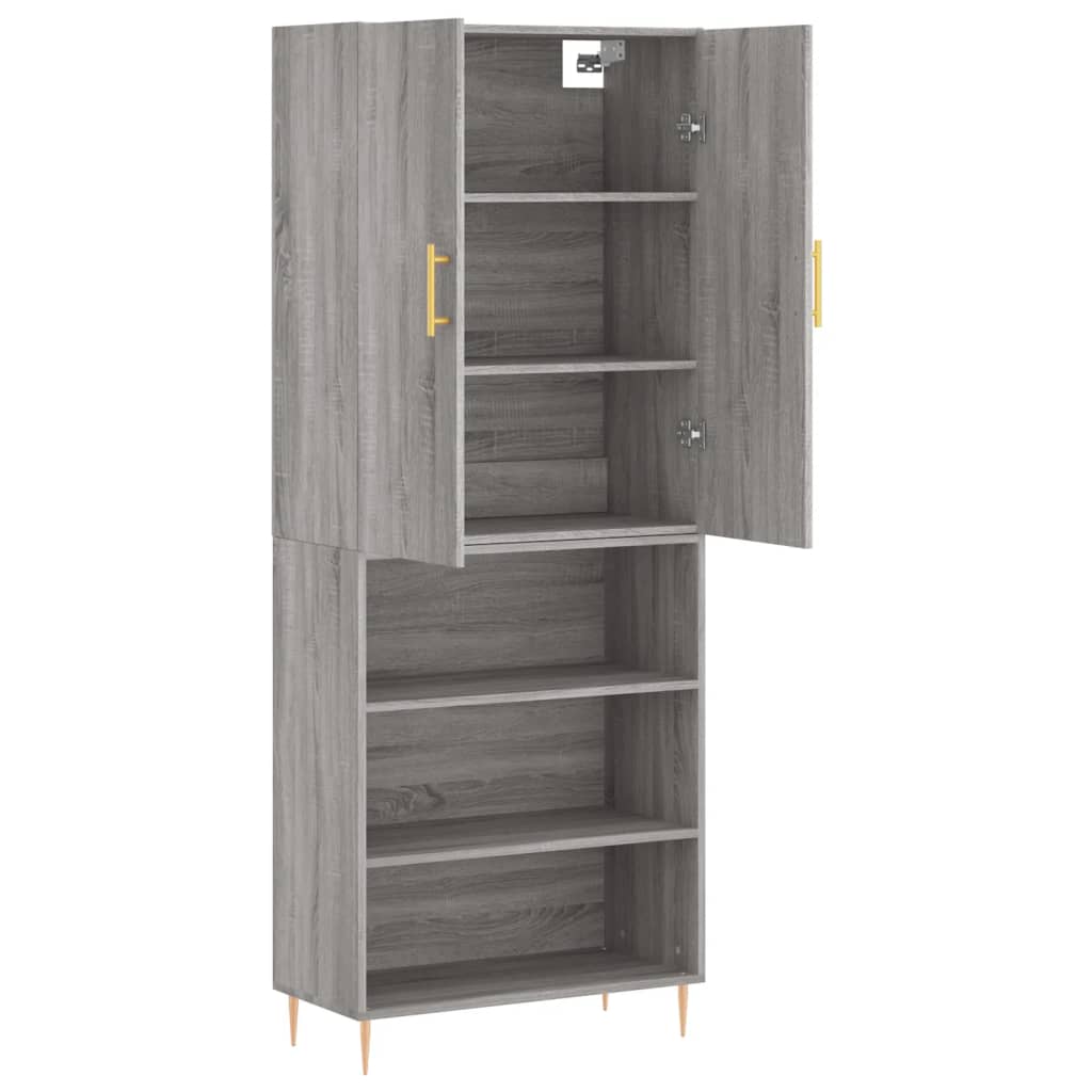 vidaXL Aparador alto madera contrachapada gris sonoma 69,5x34x180 cm