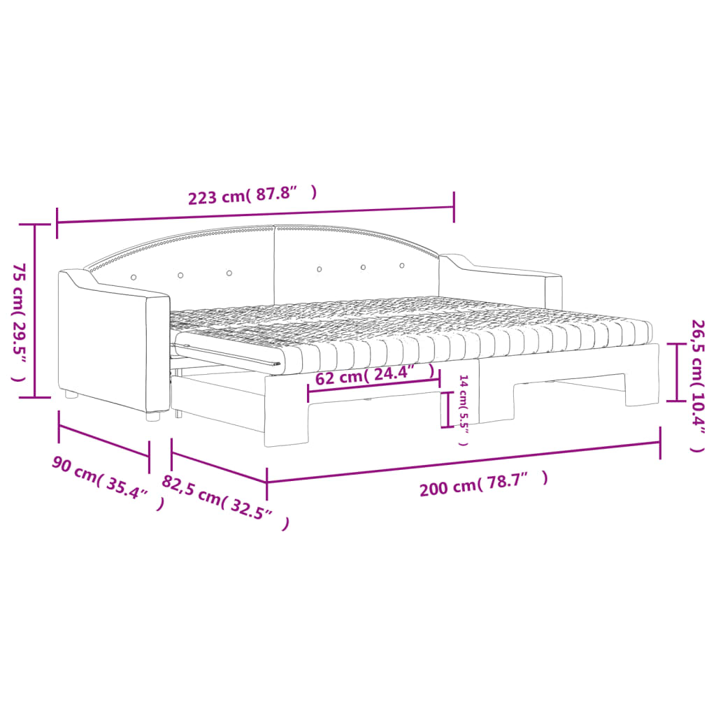 vidaXL Sofá cama nido con colchón tela gris oscuro 80x200 cm