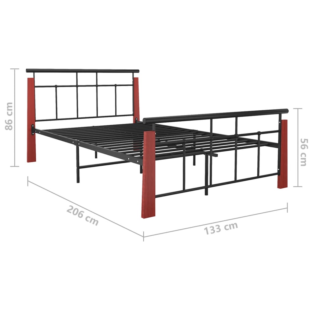 vidaXL Estructura de cama sin colchón metal madera de roble 120x200 cm