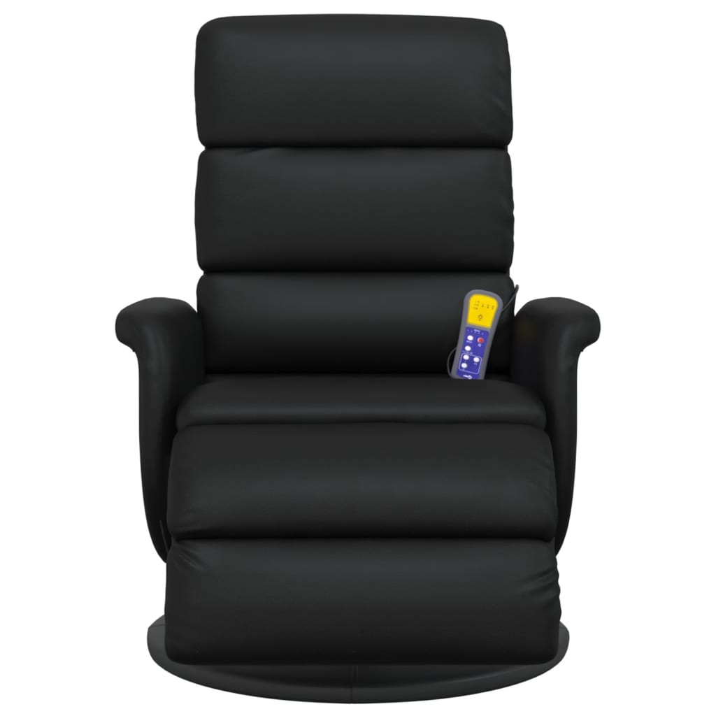 vidaXL Sillón reclinable masaje con reposapiés cuero sintético negro