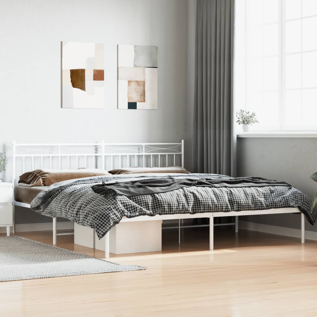 vidaXL Estructura cama sin colchón con cabecero metal blanco 200x200cm