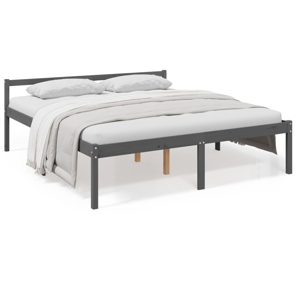 vidaXL Cama para personas mayores madera maciza pino gris 200x200 cm