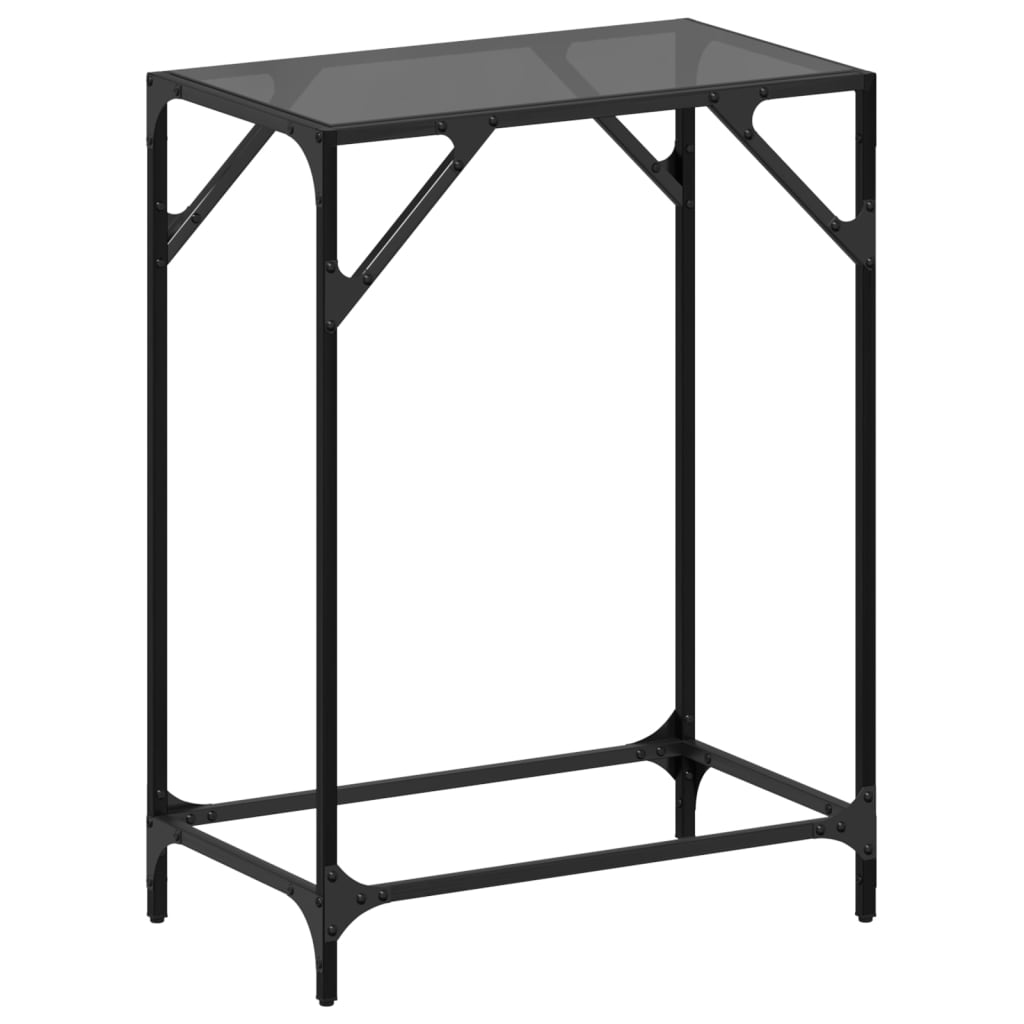 vidaXL Mesa consola con superficie de vidrio negro acero 60x35x81 cm