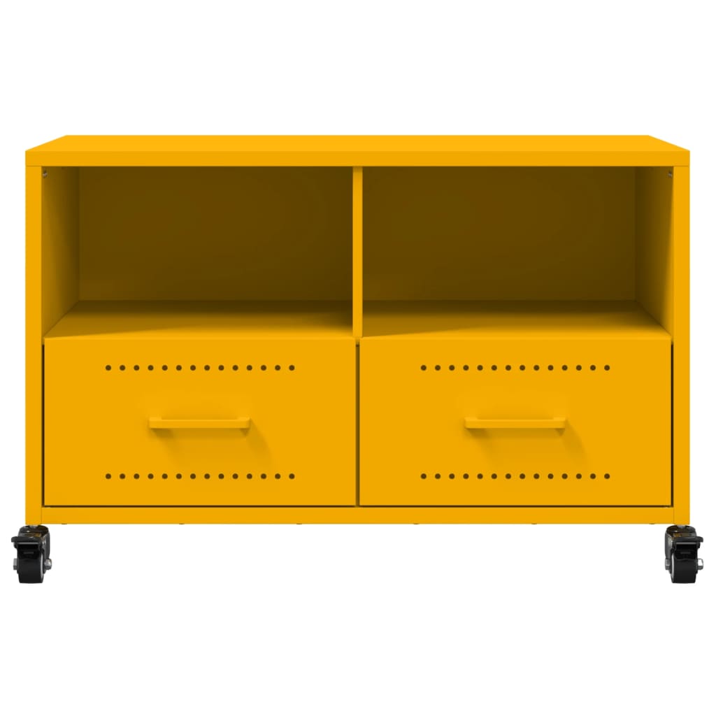 vidaXL Mueble de TV acero amarillo mostaza 68x39x43,5 cm