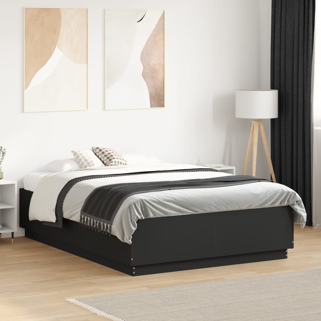 vidaXL Estructura de cama madera de ingeniería negra 135x190 cm