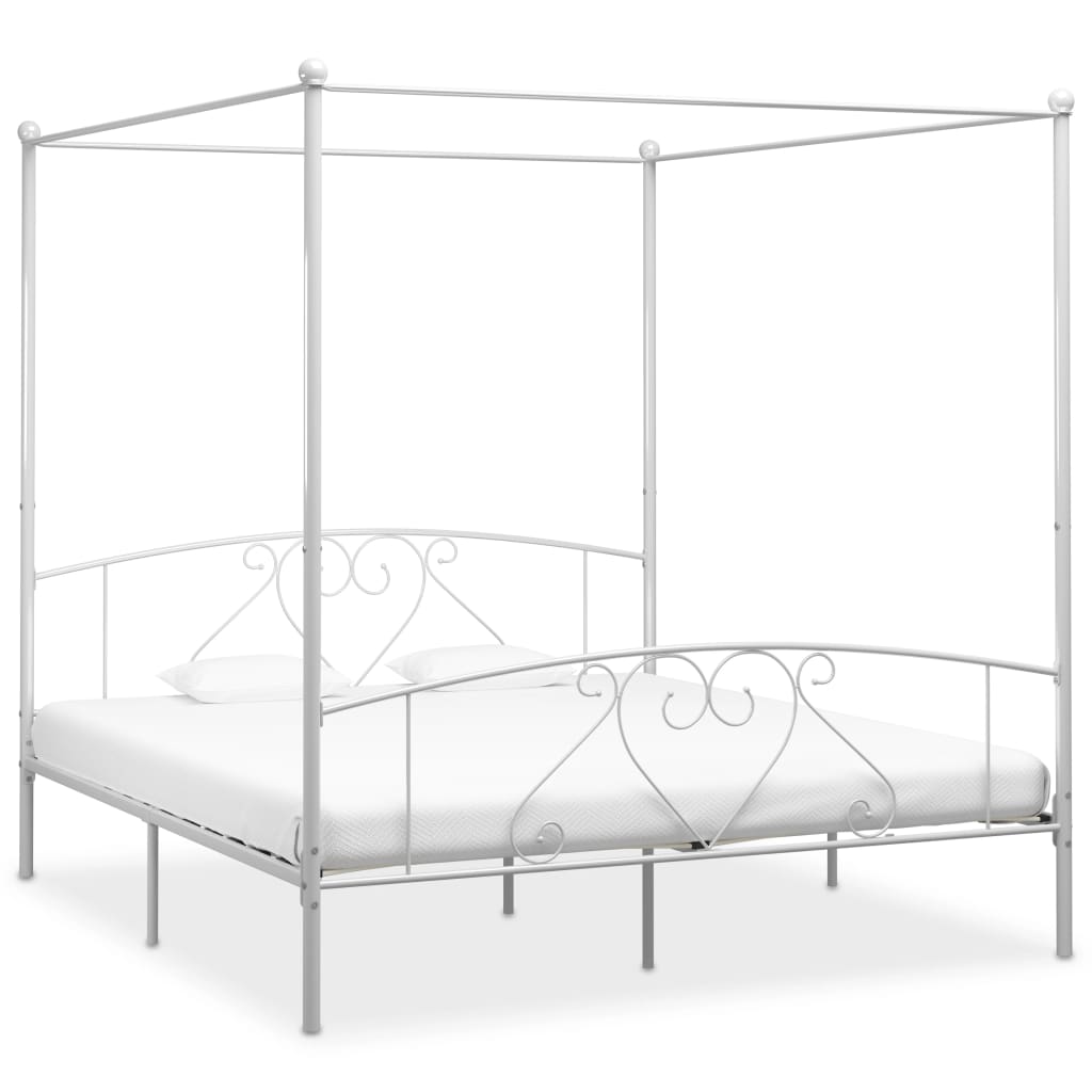 vidaXL Estructura cama con dosel sin colchón metal blanco 200x200 cm