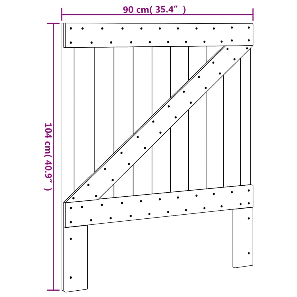 vidaXL Cabecero de madera maciza de pino 90x104 cm