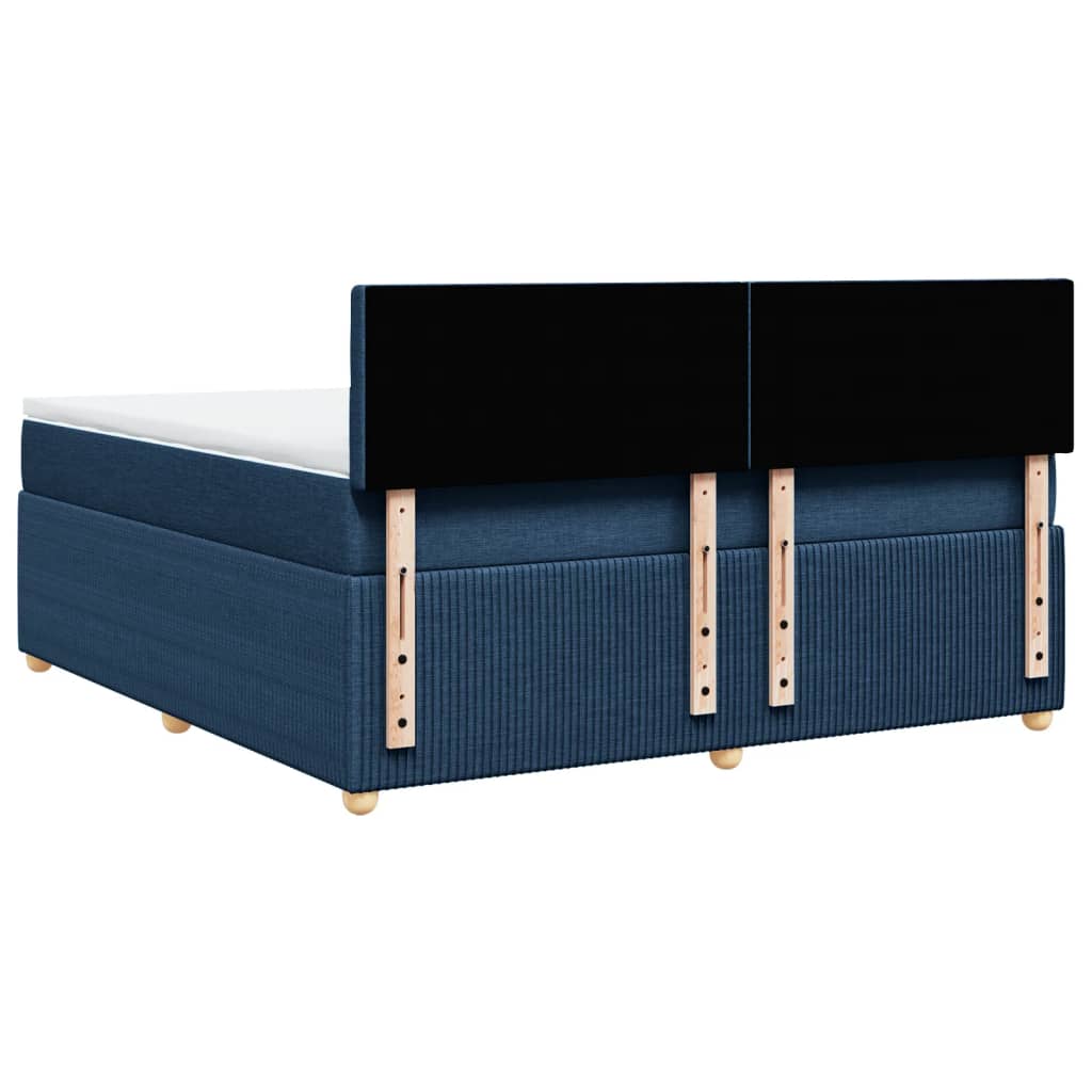 vidaXL Cama box spring con colchón tela azul 180x200 cm