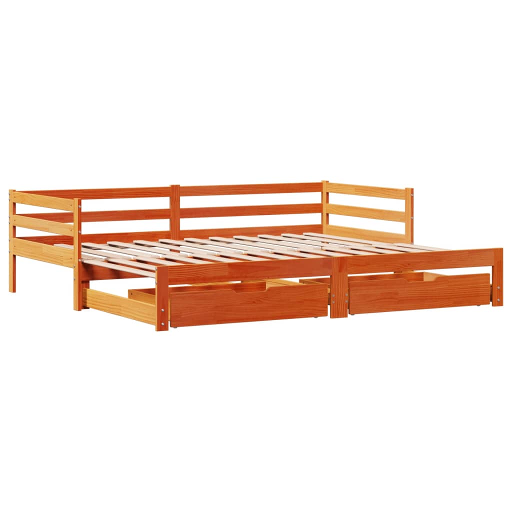 vidaXL Sofá cama nido con cajones madera maciza de pino 90x200 cm