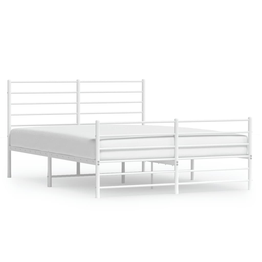 vidaXL Estructura cama sin colchón con estribo metal blanco 140x190 cm