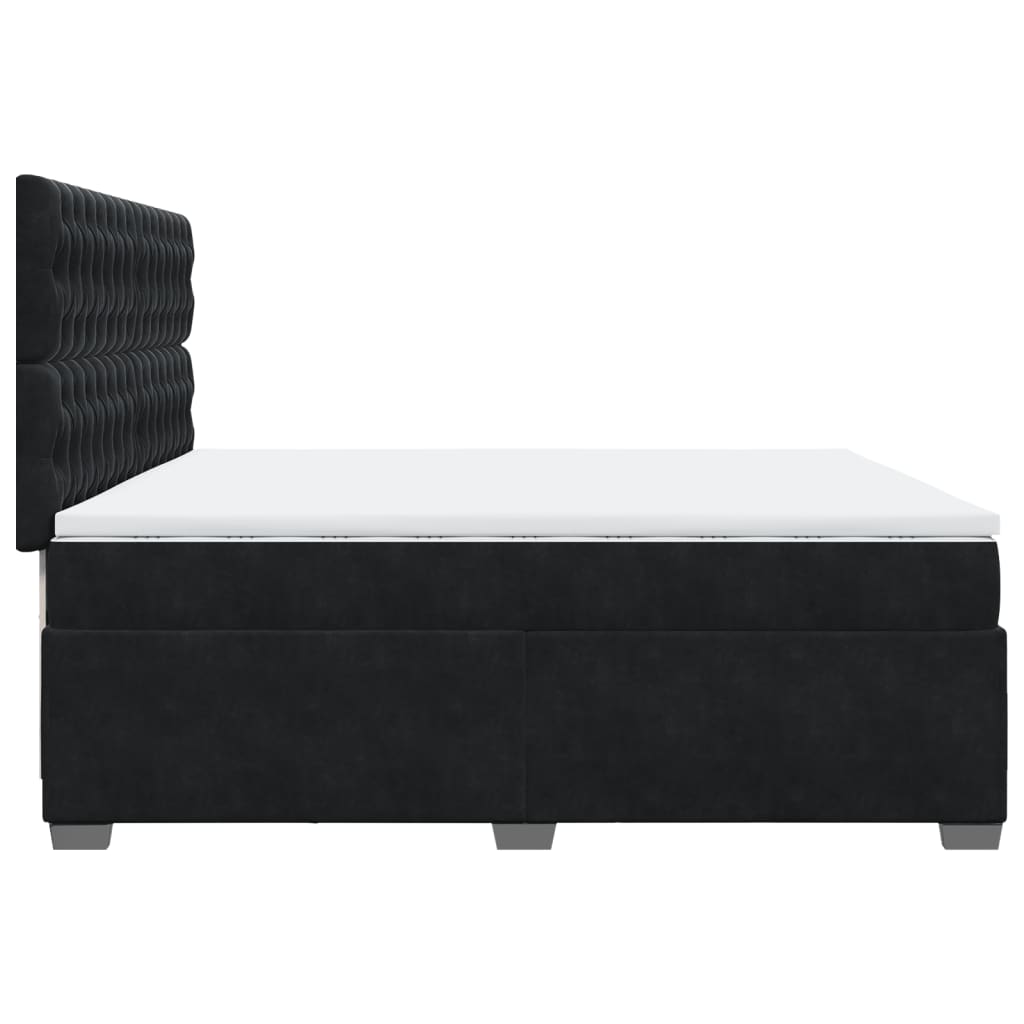 vidaXL Cama box spring con colchón terciopelo negro 200x200 cm