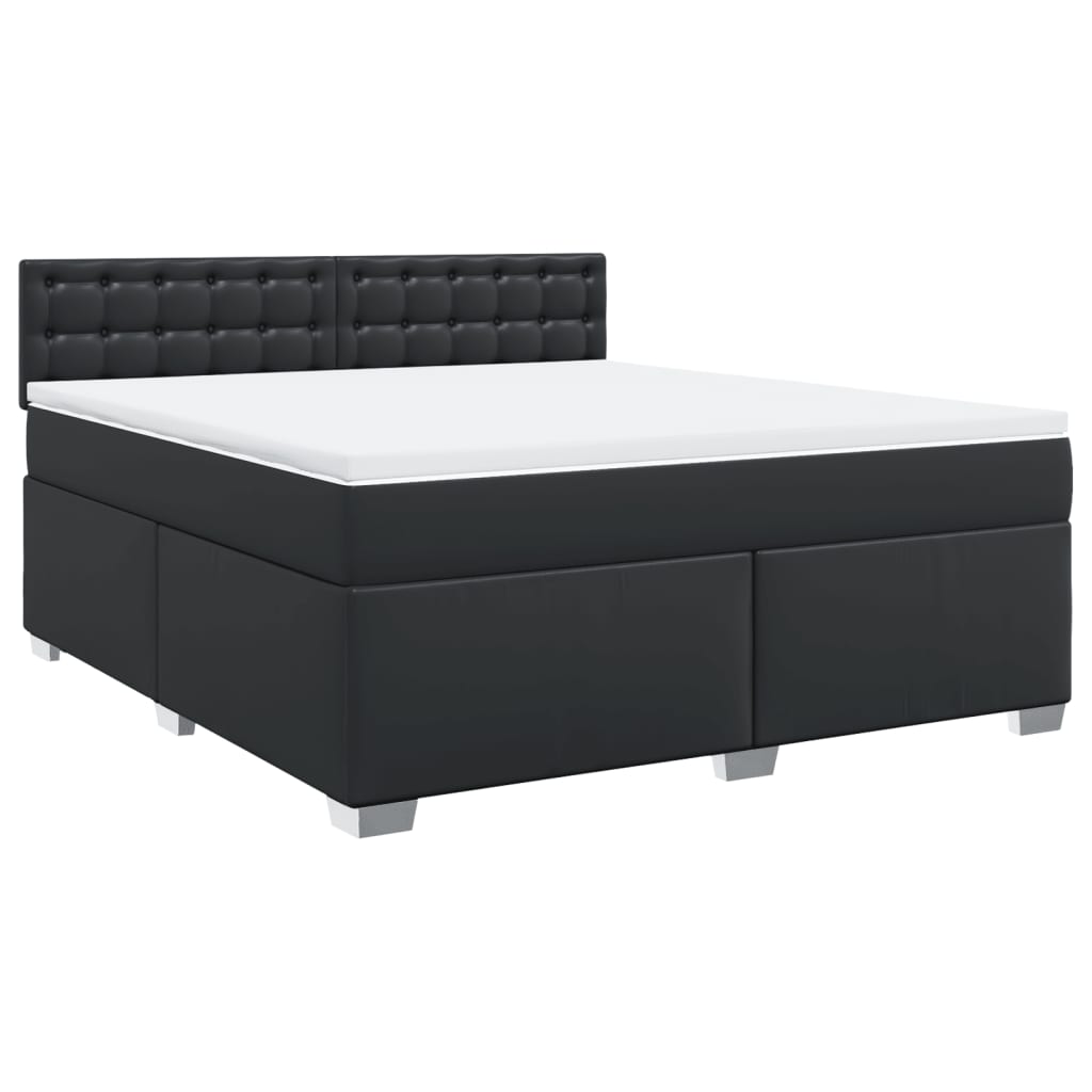 vidaXL Cama box spring con colchón cuero sintético negro 180x200 cm