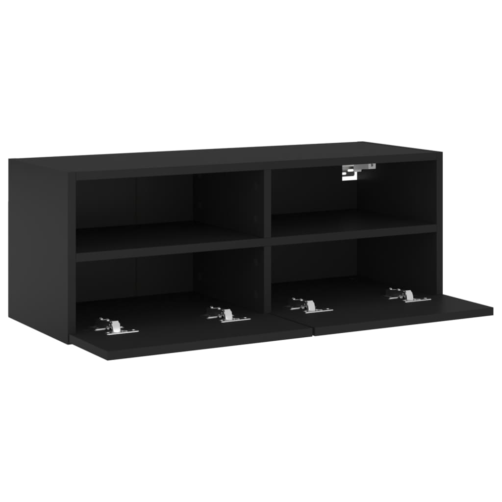 vidaXL Mueble de pared para TV madera de ingeniería negro 80x30x30 cm