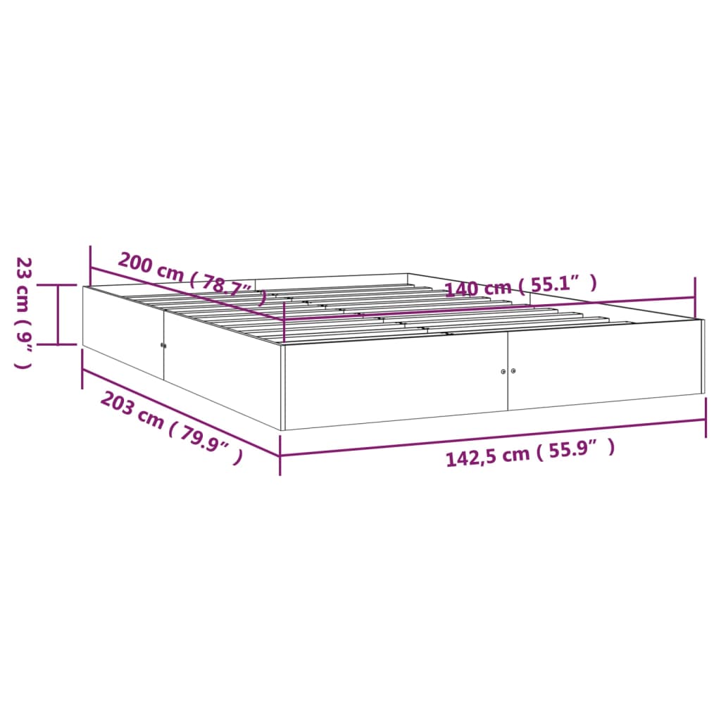 vidaXL Estructura de cama de madera maciza blanca 140x200 cm