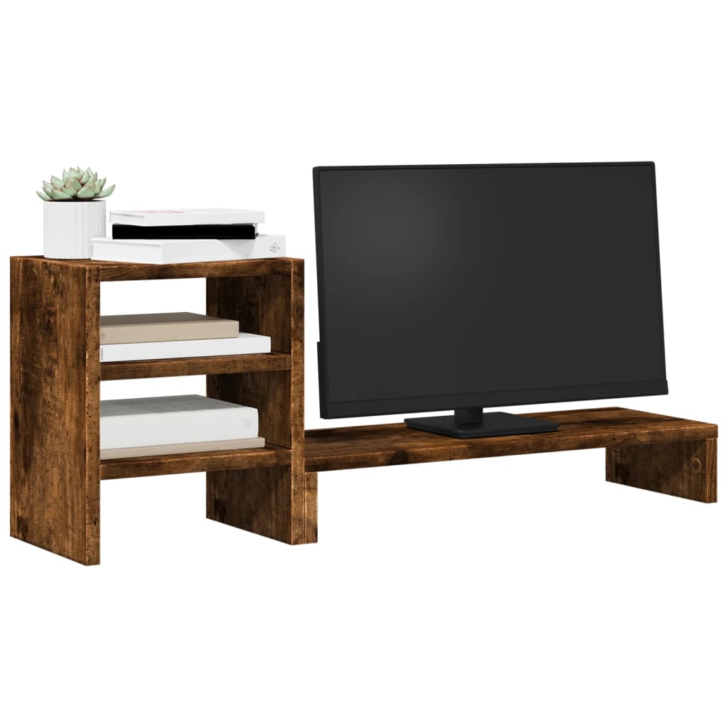 vidaXL Soporte monitor organizador escritorio madera roble ahumado