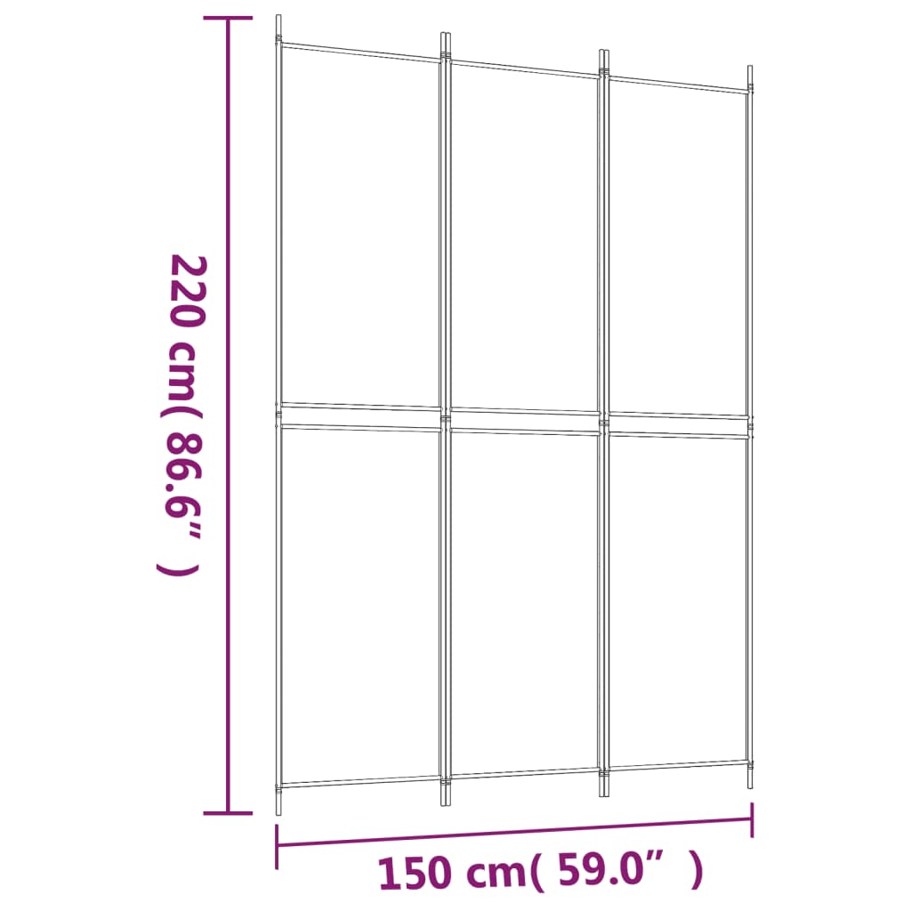 vidaXL Biombo divisor de 3 paneles de tela gris antracita 150x220 cm