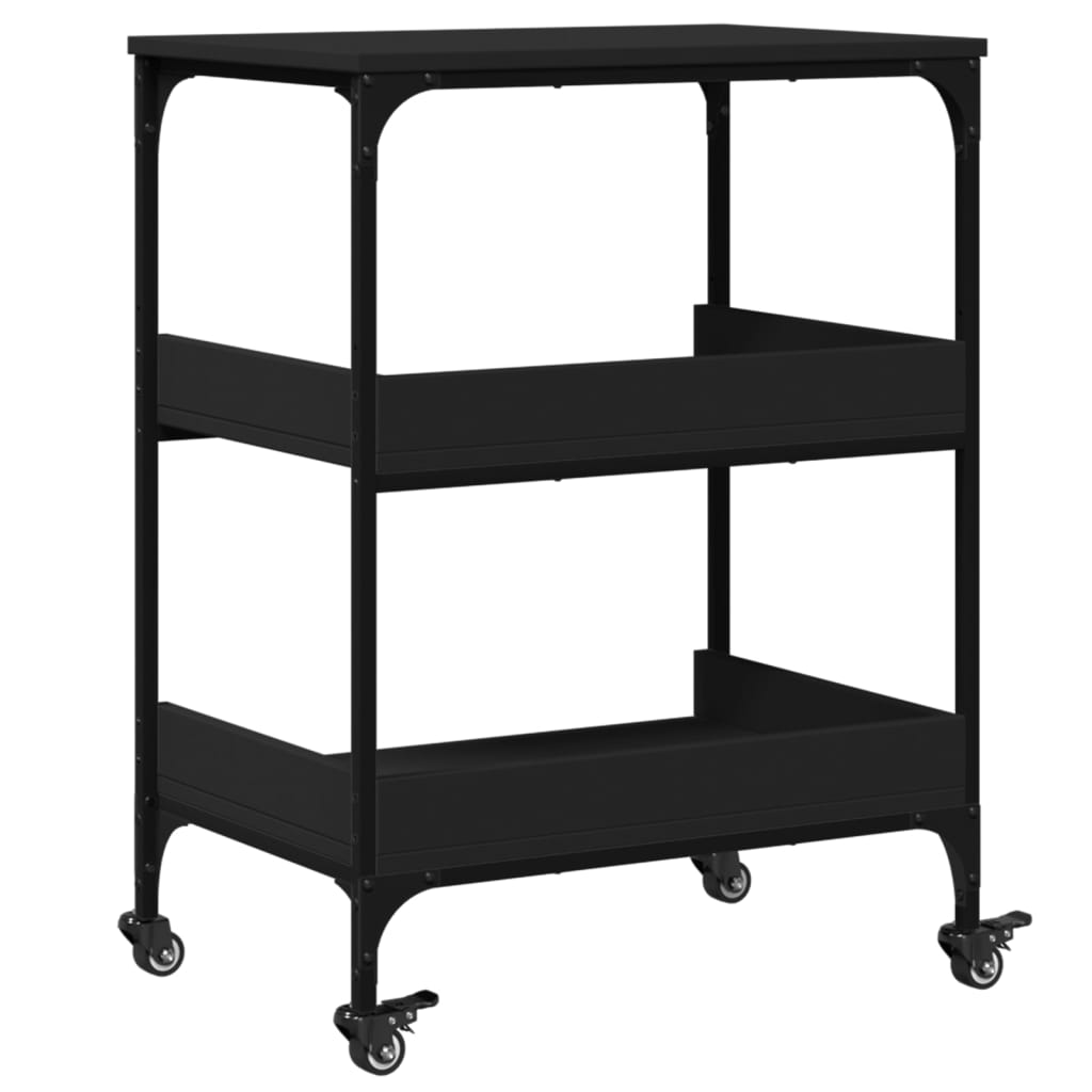 vidaXL Carrito de cocina madera de ingeniería negro 60x41x80,5 cm