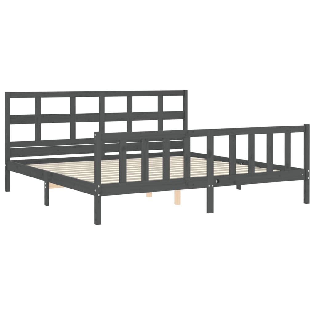 vidaXL Estructura de cama con cabecero madera maciza gris 200x200 cm