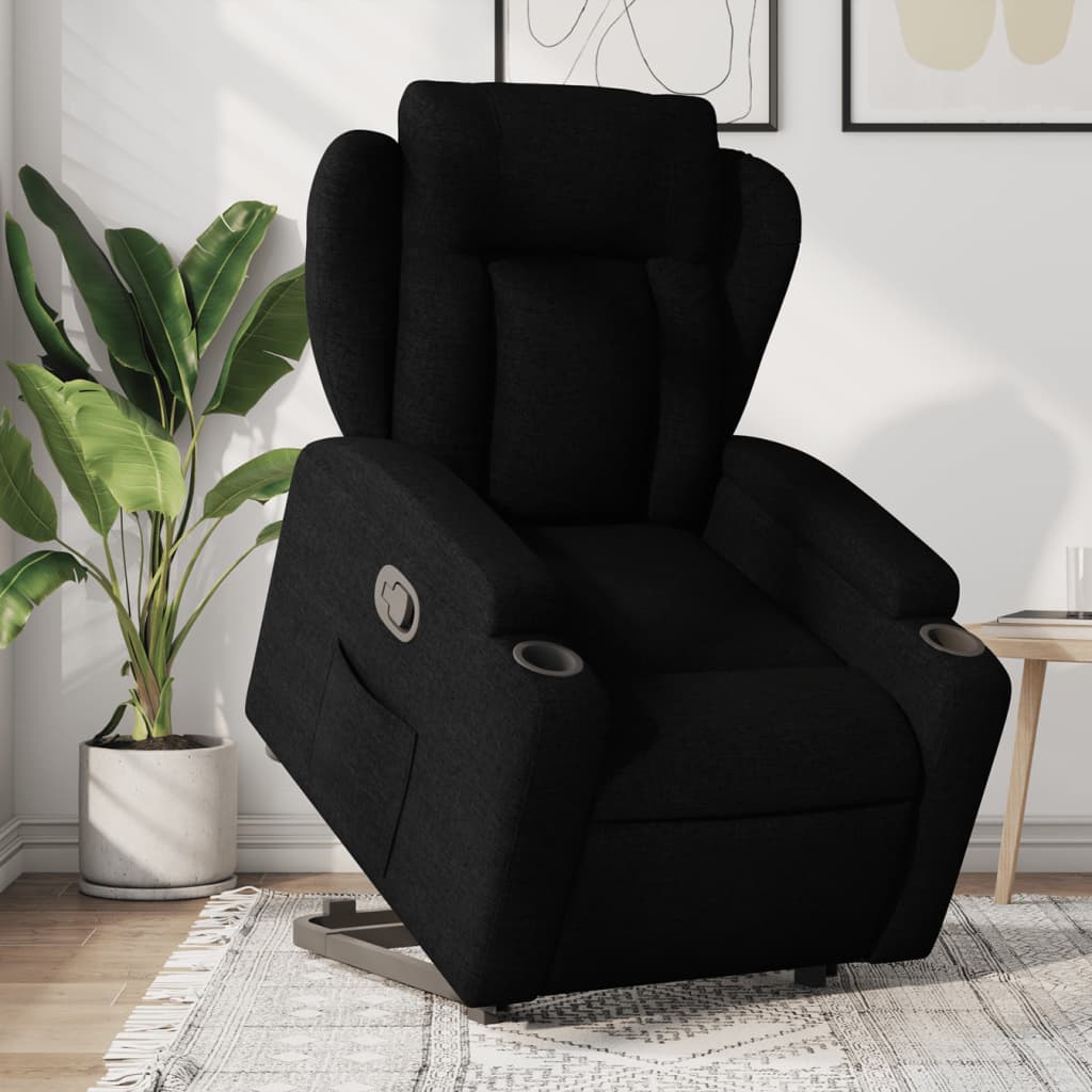 vidaXL Sillón reclinable elevable tela negro