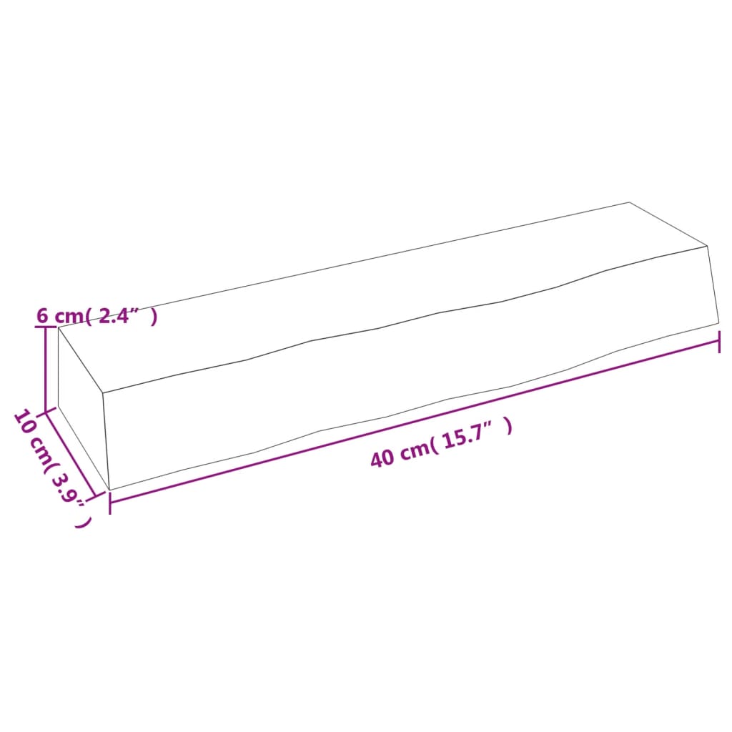 vidaXL Estante de pared madera maciza de roble sin tratar 40x10x6 cm