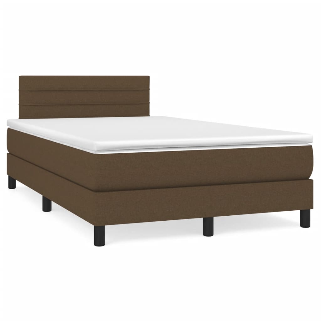 vidaXL Cama box spring con colchón tela marrón oscuro 120x200 cm