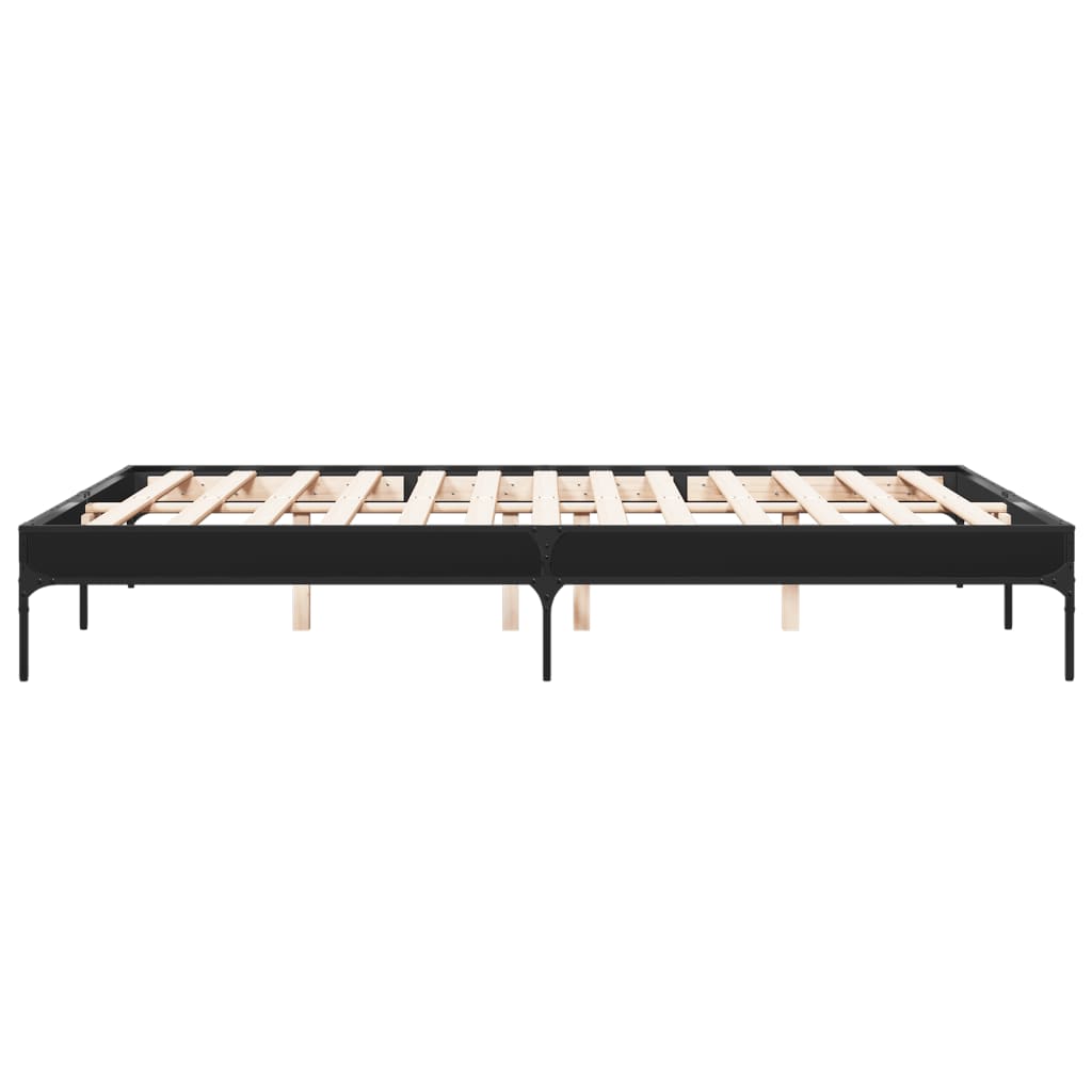 vidaXL Estructura de cama madera de ingeniería y metal negro 140x200cm