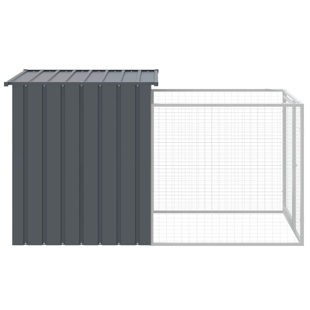 vidaXL Caseta perros con corral acero galvanizado gris 110x201x110 cm