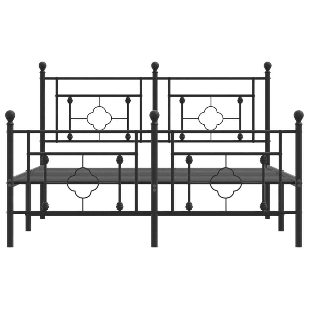 vidaXL Estructura cama sin colchón con estribo metal negro 135x190 cm