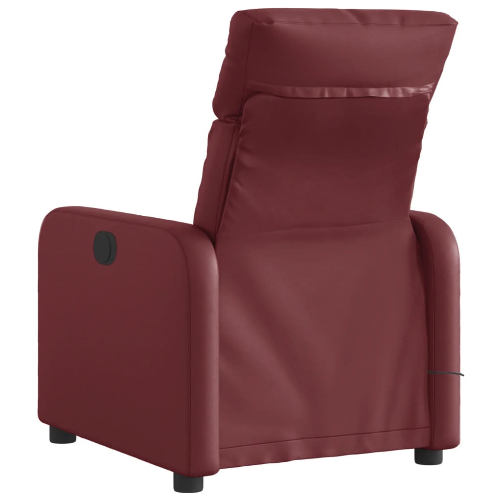 vidaXL Sillón de masaje reclinable de cuero artificial rojo tinto