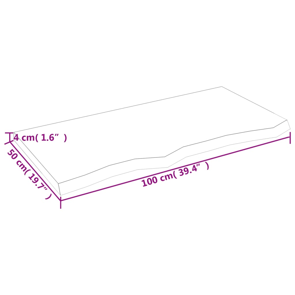 vidaXL Encimera de baño madera tratada marrón oscuro 100x50x(2-4) cm