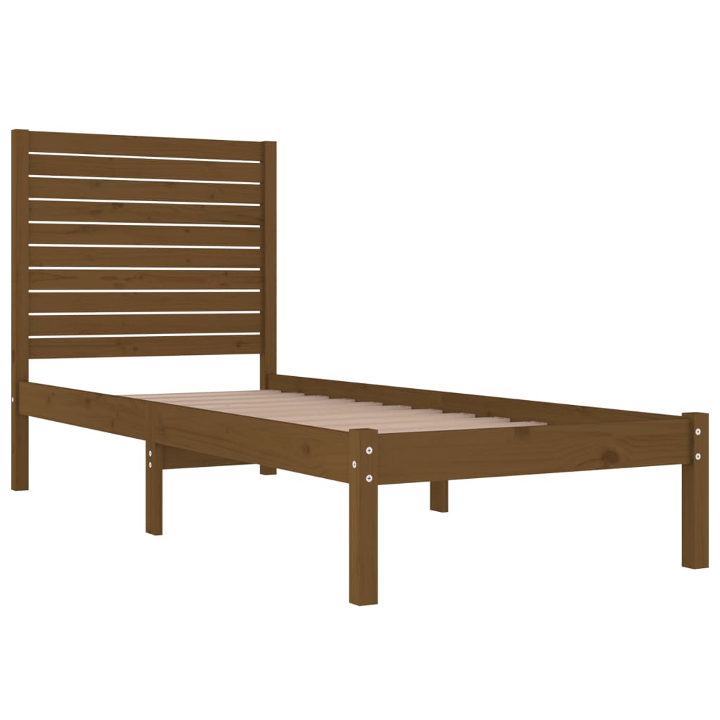 vidaXL Estructura de cama madera maciza marrón miel 75x190 cm