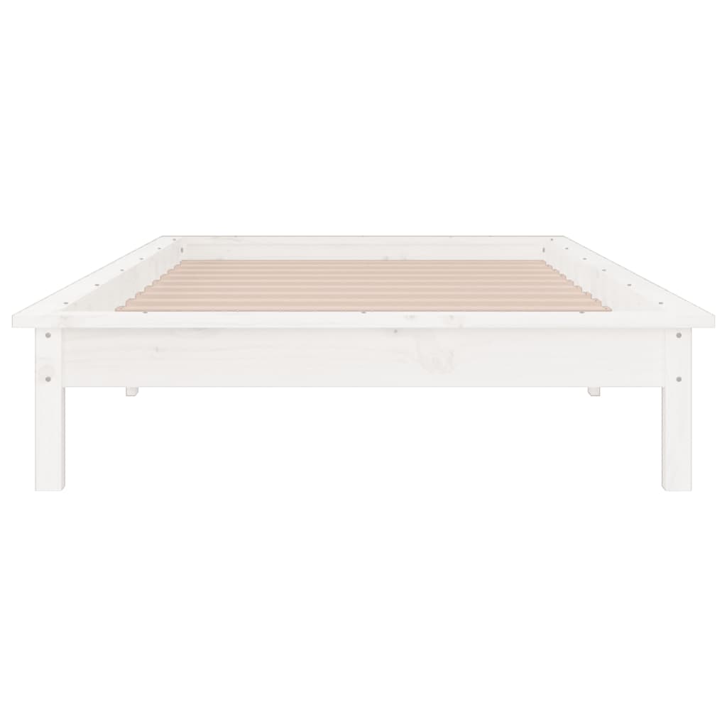 vidaXL Estructura de cama con LED madera maciza blanca 100x200 cm