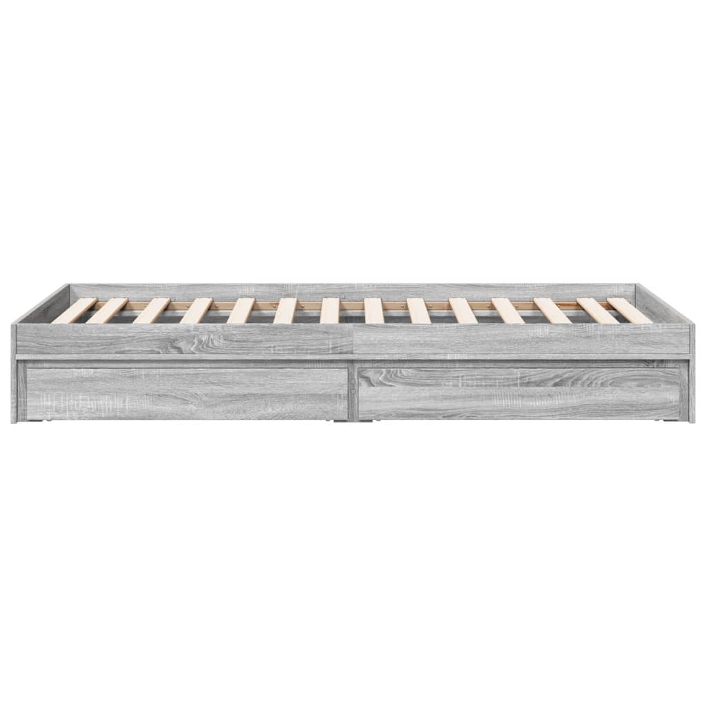 vidaXL Cama con cajones madera de ingeniería gris Sonoma 75x190 cm