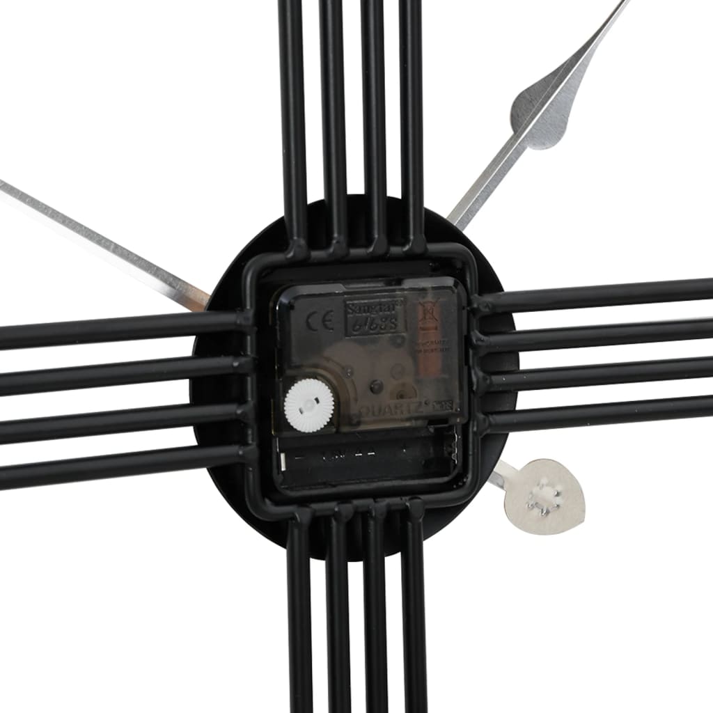 vidaXL Reloj de pared de hierro negro Ø60 cm