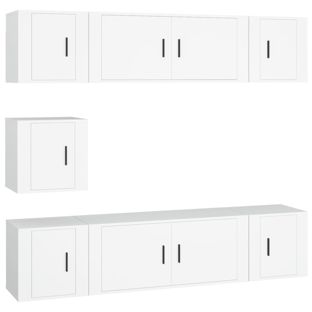 vidaXL Set de muebles para TV 7 piezas madera contrachapada blanco