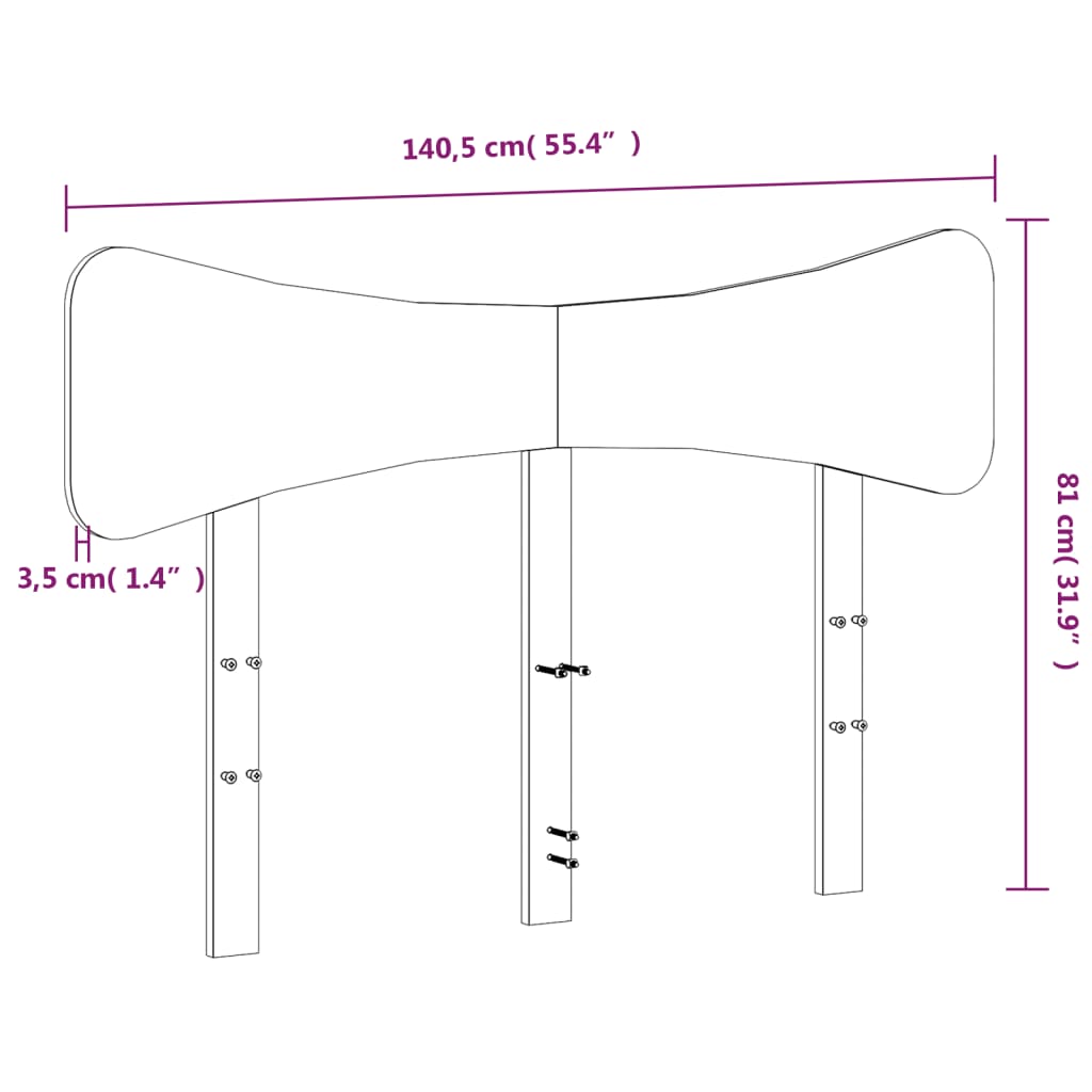 vidaXL Cabecero de cama madera maciza de pino blanco 135 cm