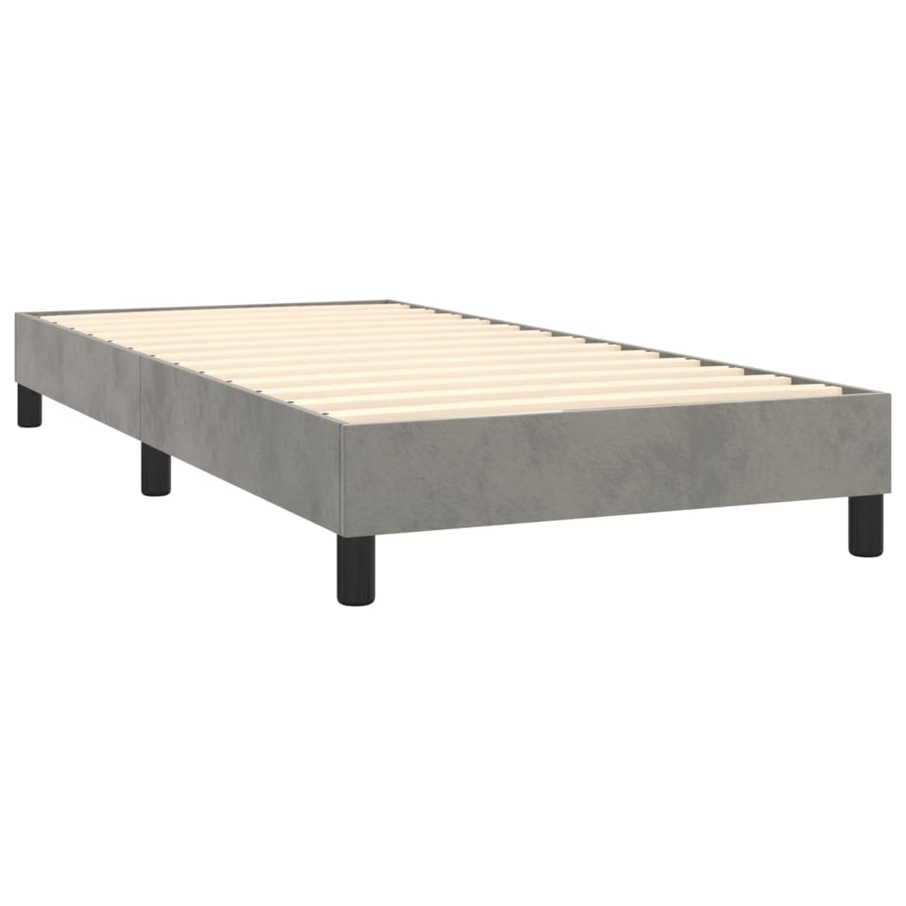 vidaXL Cama box spring con colchón terciopelo gris claro 80x200 cm