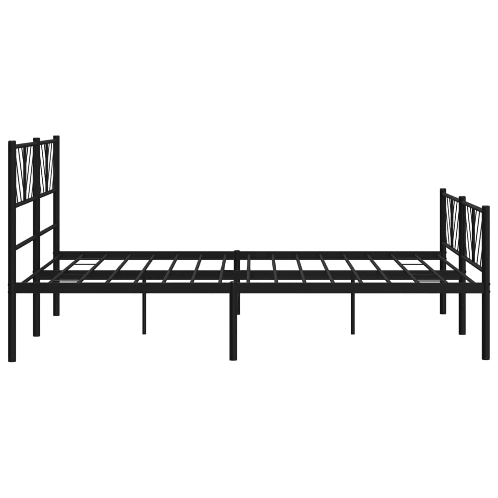 vidaXL Estructura cama sin colchón con estribo metal negro 135x190 cm