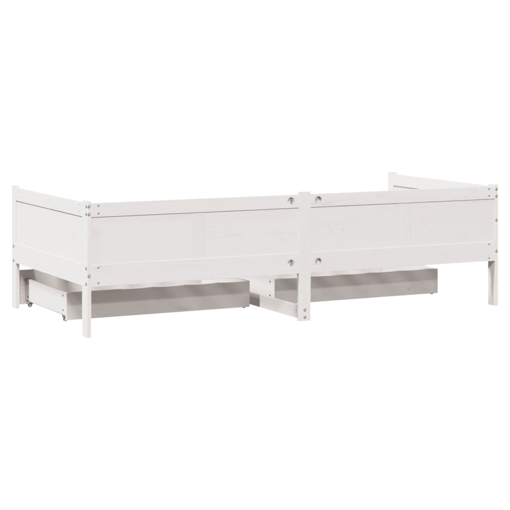 vidaXL Sofá cama con cajones madera maciza de pino blanca 90x190 cm