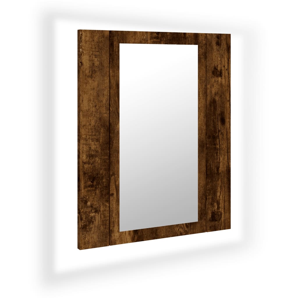 vidaXL Armario de baño con espejo LED madera roble ahumado 40x12x45 cm