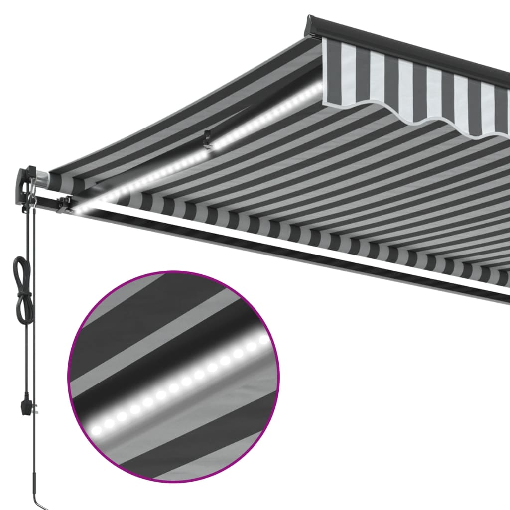 vidaXL Toldo retráctil automático luz LED antracita blanco 400x350 cm