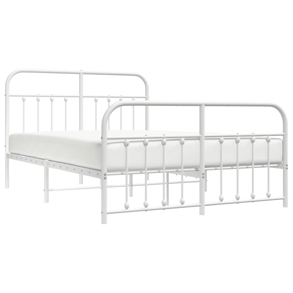 vidaXL Estructura cama sin colchón con estribo metal blanco 135x190 cm