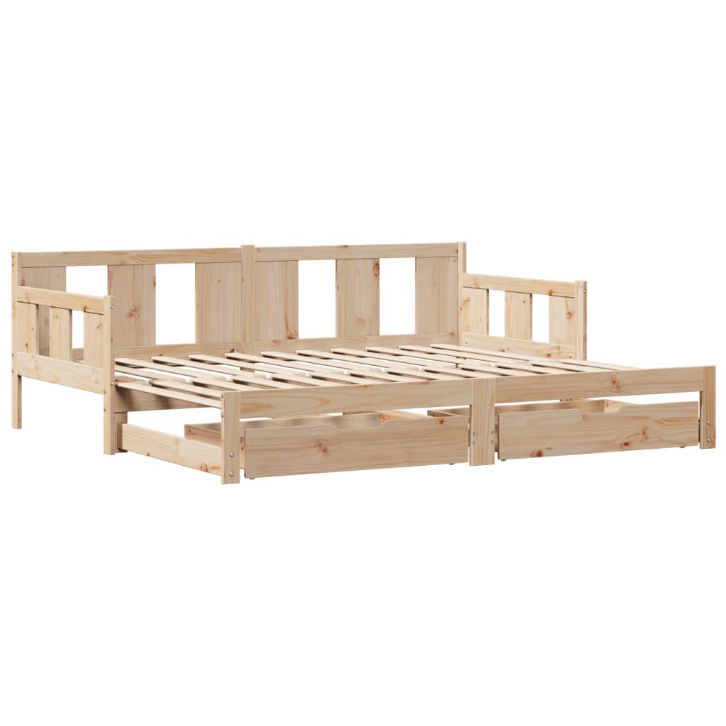 vidaXL Sofá cama nido con cajones madera maciza de pino 80x200 cm