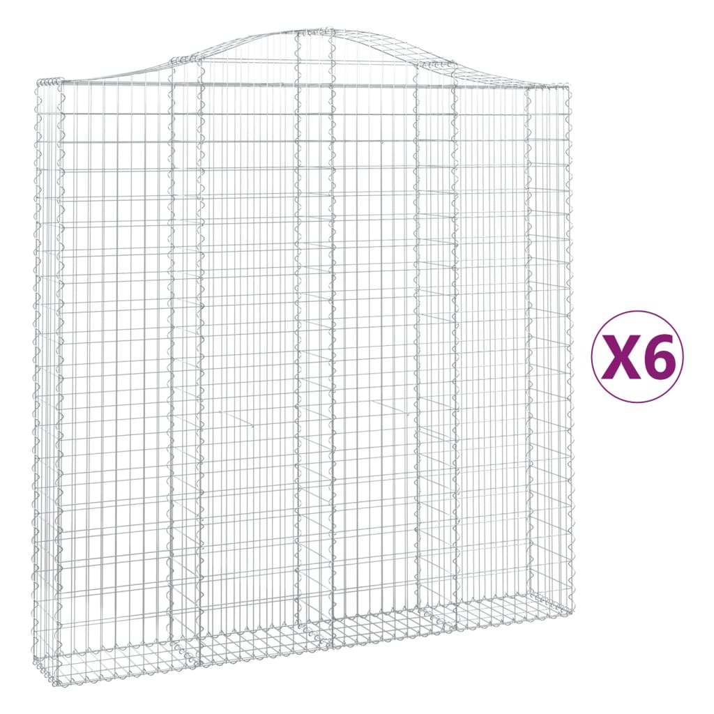 vidaXL Cestas de gaviones 6 uds forma de arco hierro 200x30x200/220 cm