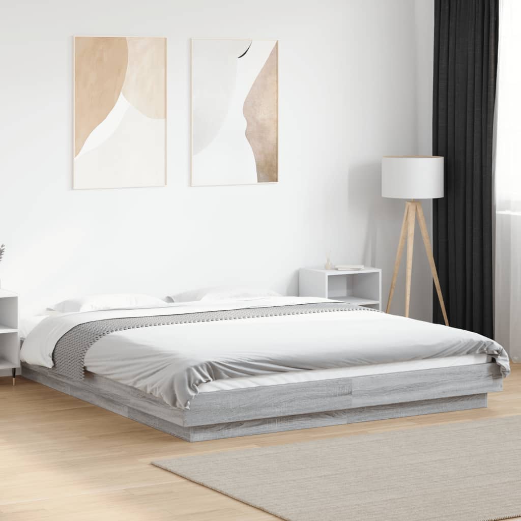 vidaXL Estructura de cama madera de ingeniería gris Sonoma 160x200 cm