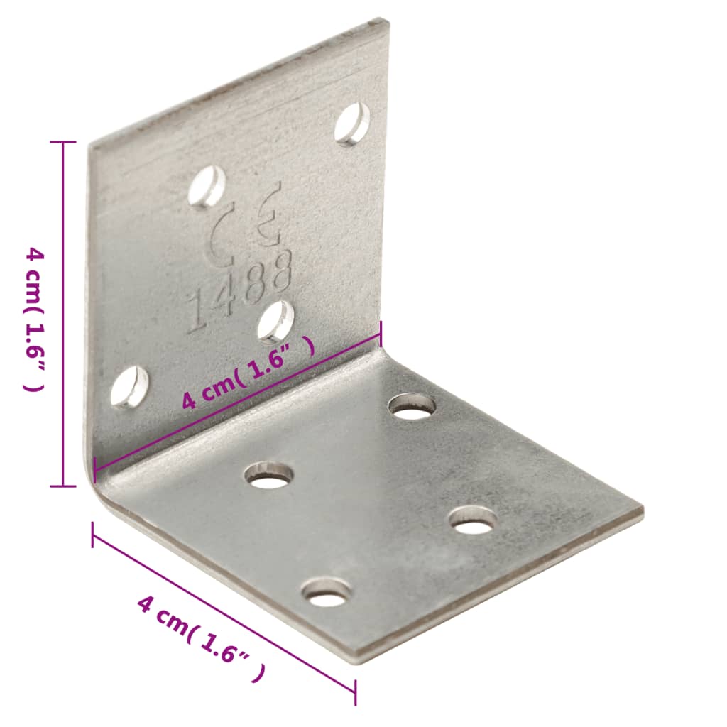 vidaXL Escuadra angular 100 uds acero galvanizado 2 mm 40x40x40 mm