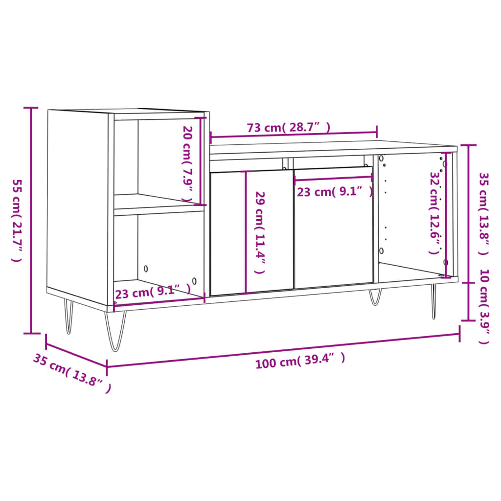 vidaXL Mueble para TV madera contrachapada blanco 100x35x55 cm