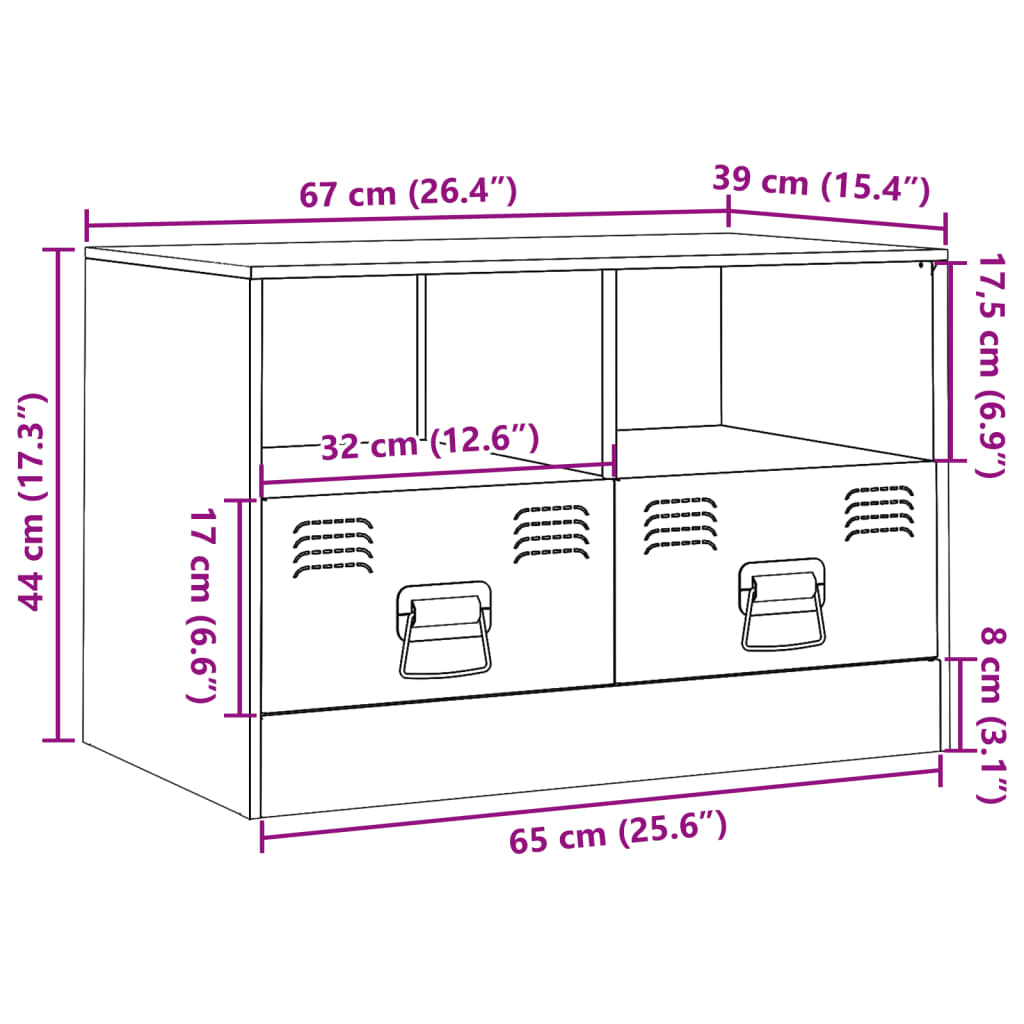 vidaXL Mueble para TV de acero amarillo mostaza 67x39x44 cm