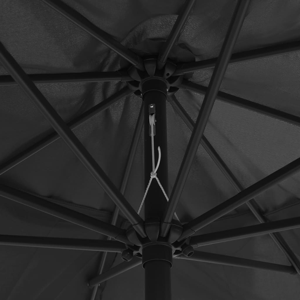 vidaXL Sombrilla de exterior con palo de metal gris antracita 390 cm