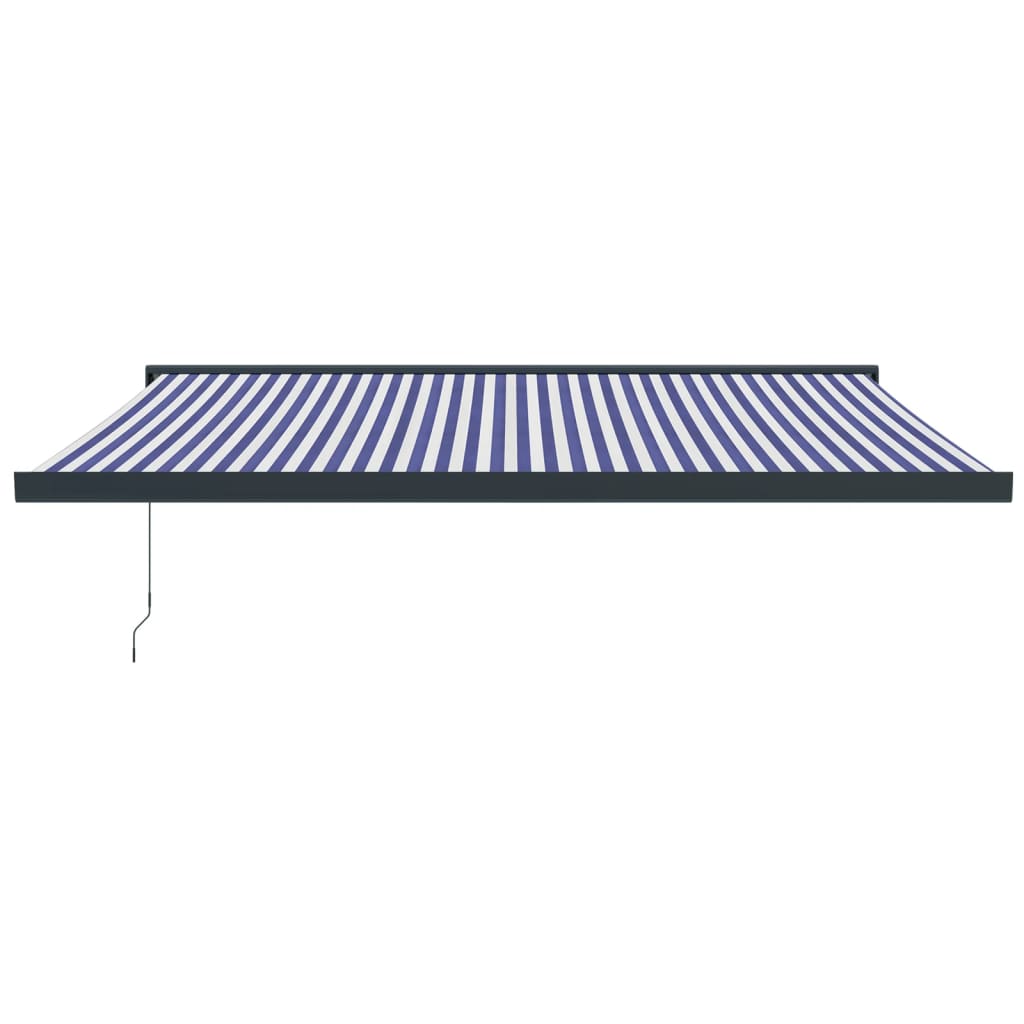 vidaXL Toldo retráctil aluminio y tela azul y blanco 4,5x3 m